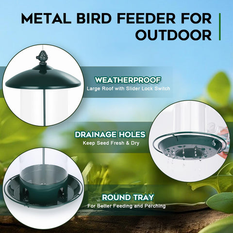 Gbekery weatherproof metal roof protects seeds from wind and rain