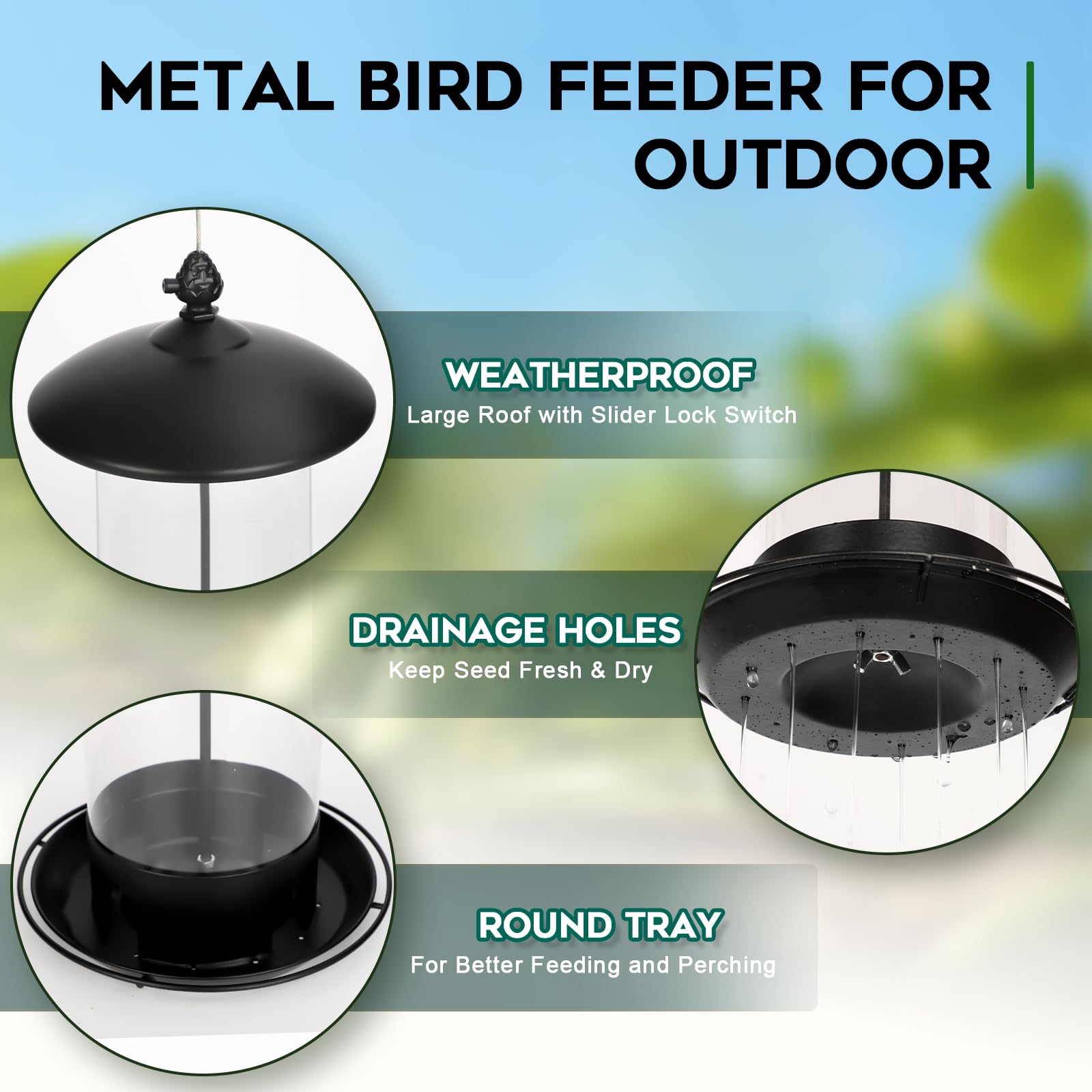 Gbekery weatherproof roof protects seeds from wind and rain