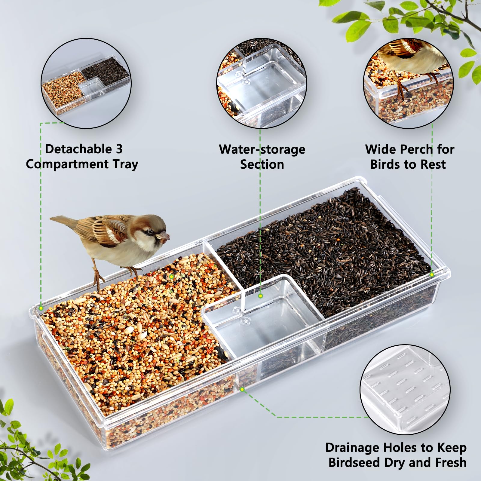 Gbekery window bird feeder offers an extra-large viewing window for close indoor watching