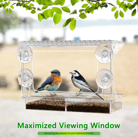 Gbekery window bird feeder removable tray for easy refilling and cleaning