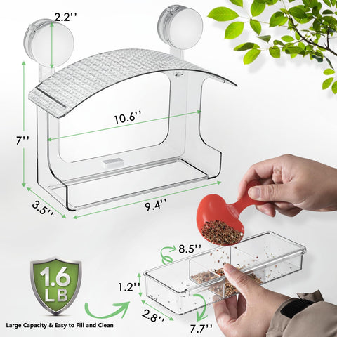 Gbekery clear acrylic window feeder for unobstructed indoor viewing