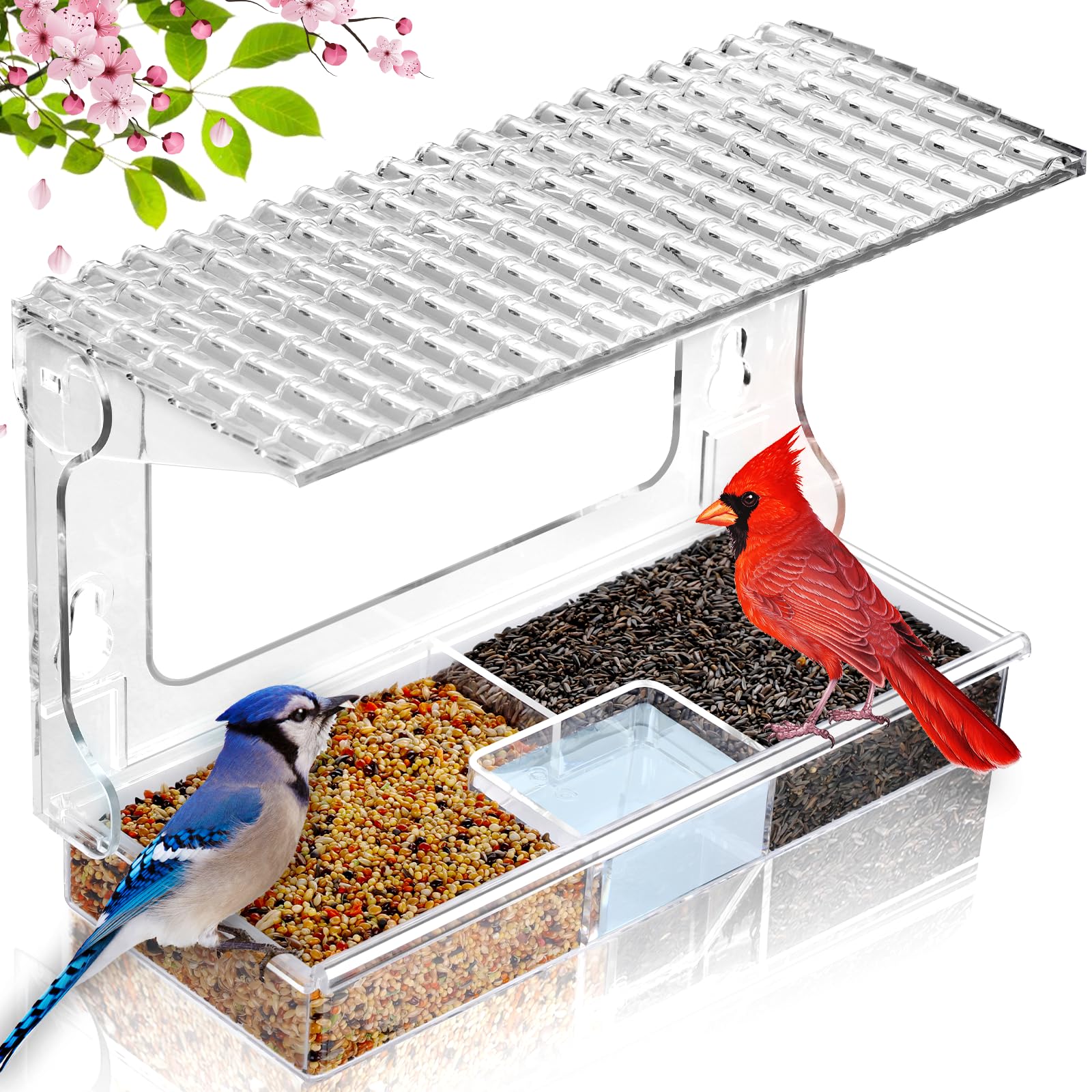 Gbekery window bird feeder is weatherproof for year-round use