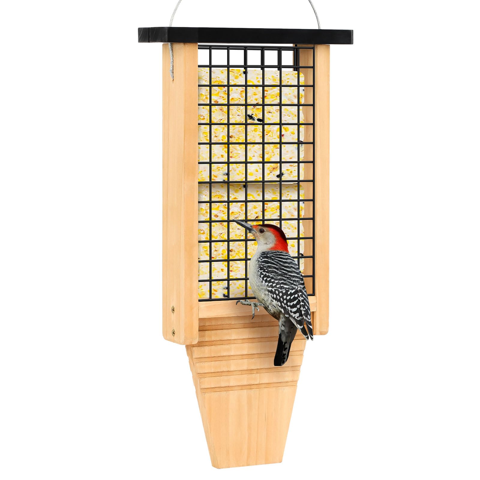 Gbekery cedar wood suet bird feeder for outdoors supports year round feeding