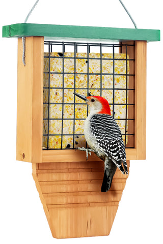 Gbekery wooden suet feeder for outdoor hanging, durable cedar for year-round use.