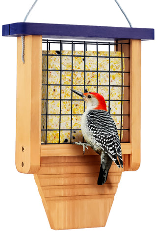 Gbekery wooden suet feeder for outside hanging, durable cedar and rustic look.