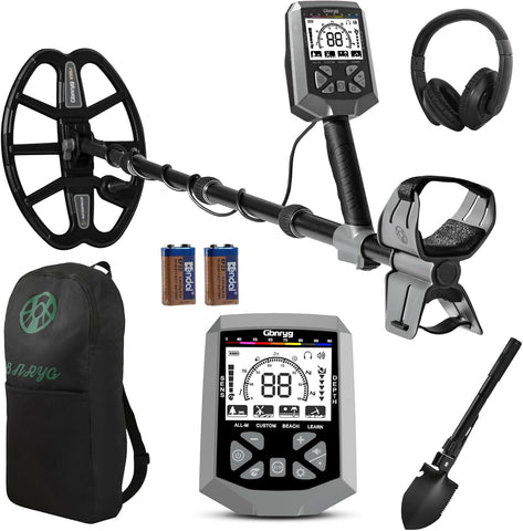 Gbnryg metal detector with 12-inch IP68 coil for wide-area scanning.