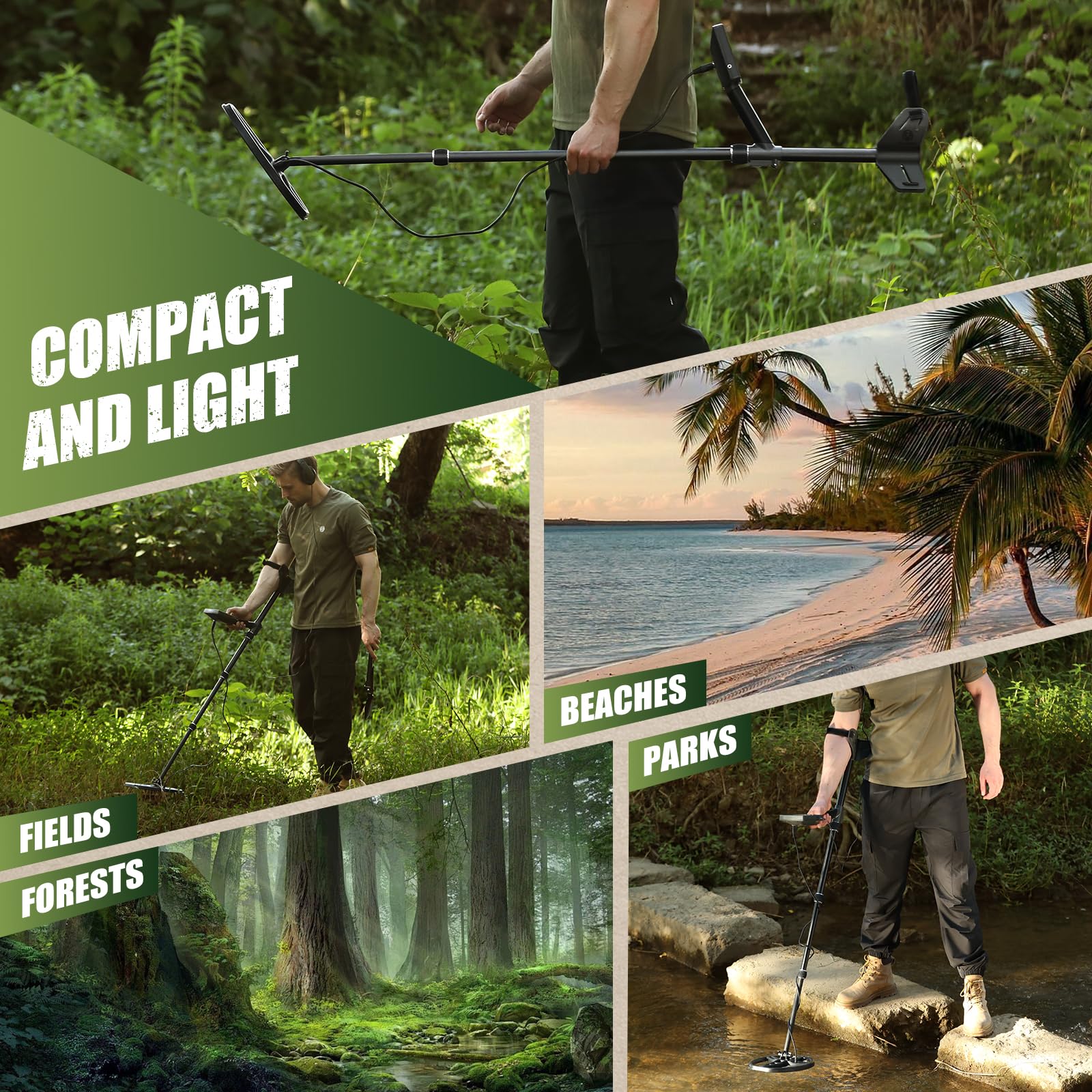Included accessories like headphones, shovel, and backpack support ready outdoor adventures.
