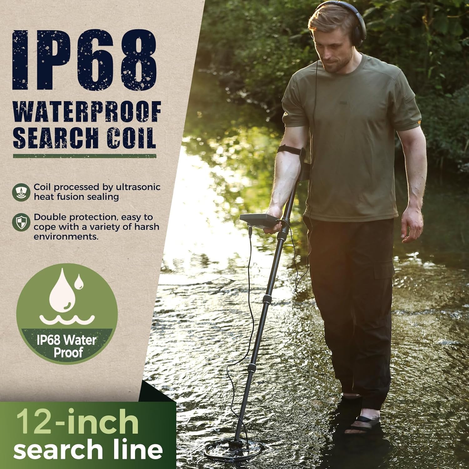 Gbnryg IP68 coil withstands splashes during outdoor treasure hunts.