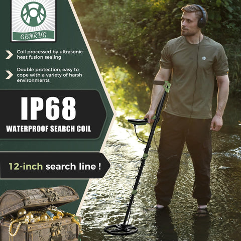 Gbnryg treasure-hunting kit includes batteries, bag, headphones, and digging tool.