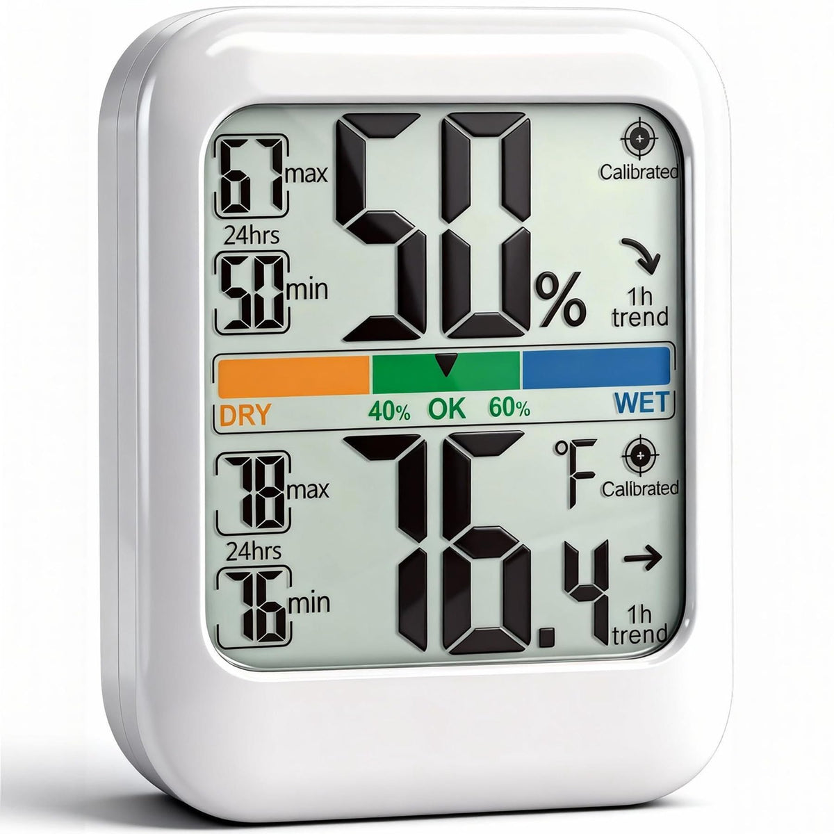 G.CATACC digital hygrometer display shows real-time temperature and humidity at a glance.