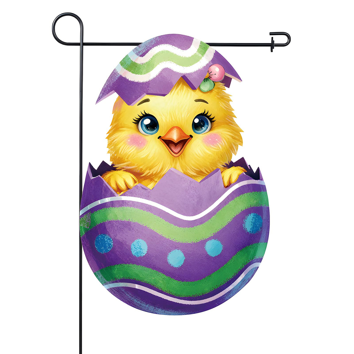 GCCL Easter Chick Flag front view with double-sided vibrant colors for porch decor.