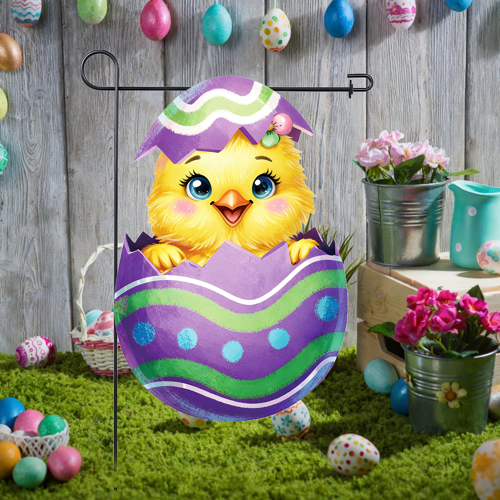 GCCL Easter Chick Flag 12x18 fits standard stands for quick setup.