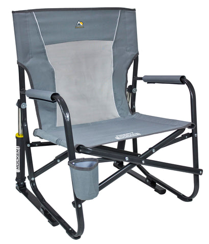 GCI Outdoor FirePit Rocker low-ride chair, front view, portable and easy to set up