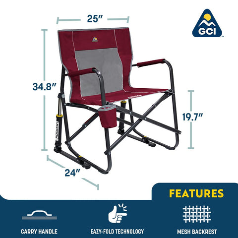 GCI Outdoor Freestyle Rocker with beverage holder within arm's reach for drinks.