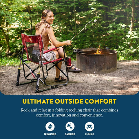 GCI Outdoor Freestyle Rocker with beverage holder ready for outdoor use