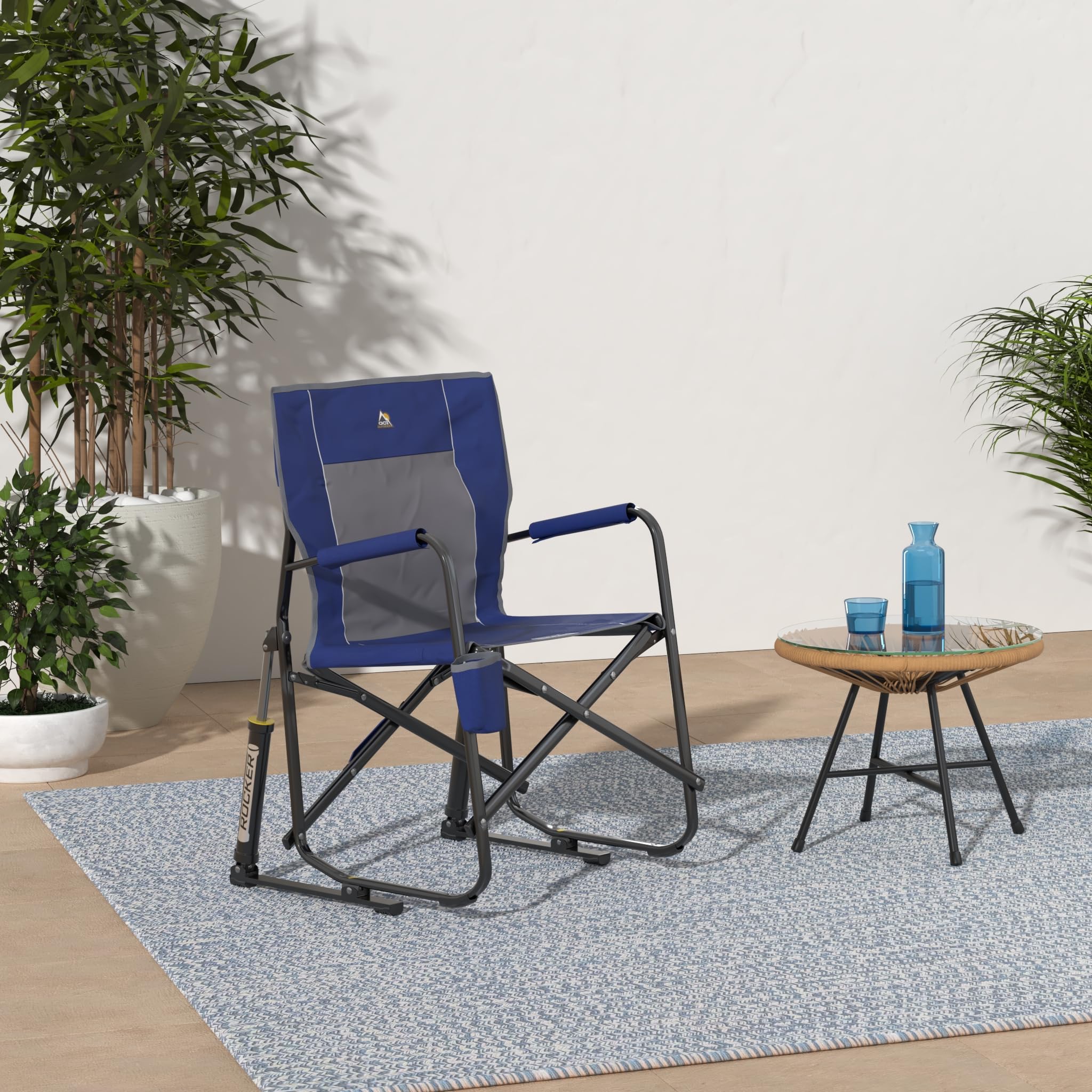 GCI Freestyle Rocker side view highlighting portable, foldable design for easy travel.
