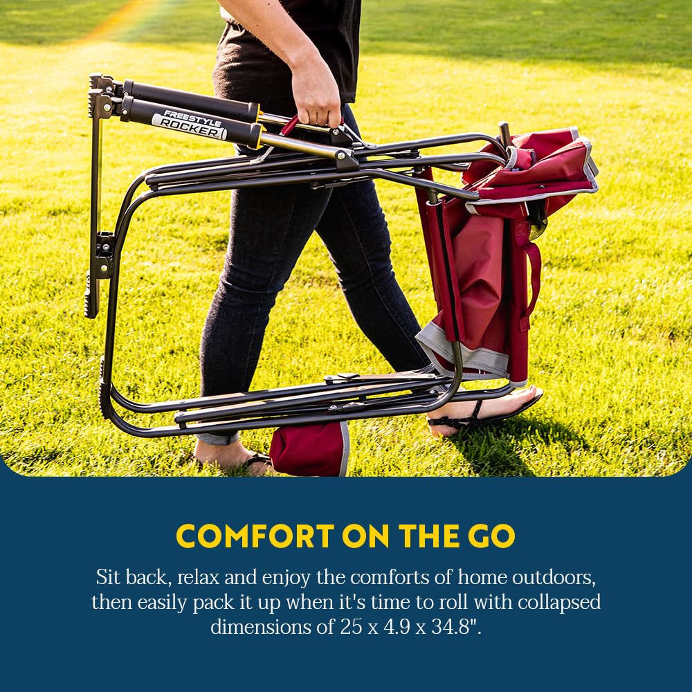 GCI Freestyle Rocker steel frame emphasizing sturdy 250 lb capacity.