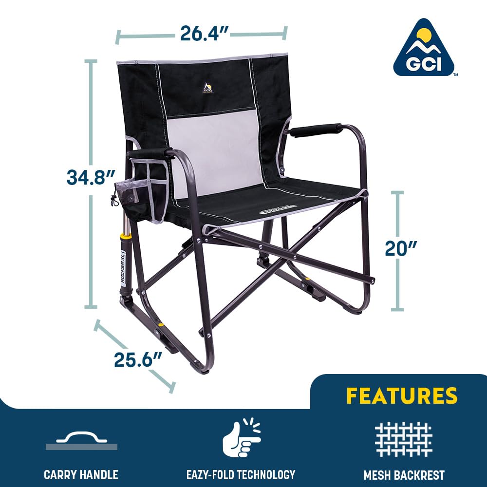 GCI Outdoor Freestyle Rocker XL with beverage holder ready for camping or tailgating.