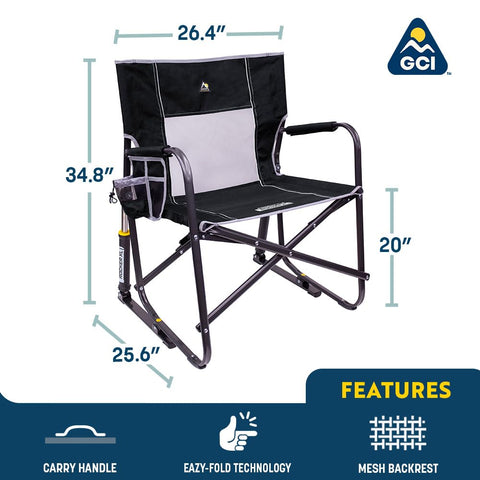 GCI Outdoor Freestyle Rocker XL with beverage holder ready for camping or tailgating.