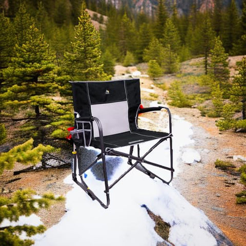 GCI Freestyle Rocker XL front view showing high backrest and built-in beverage holder