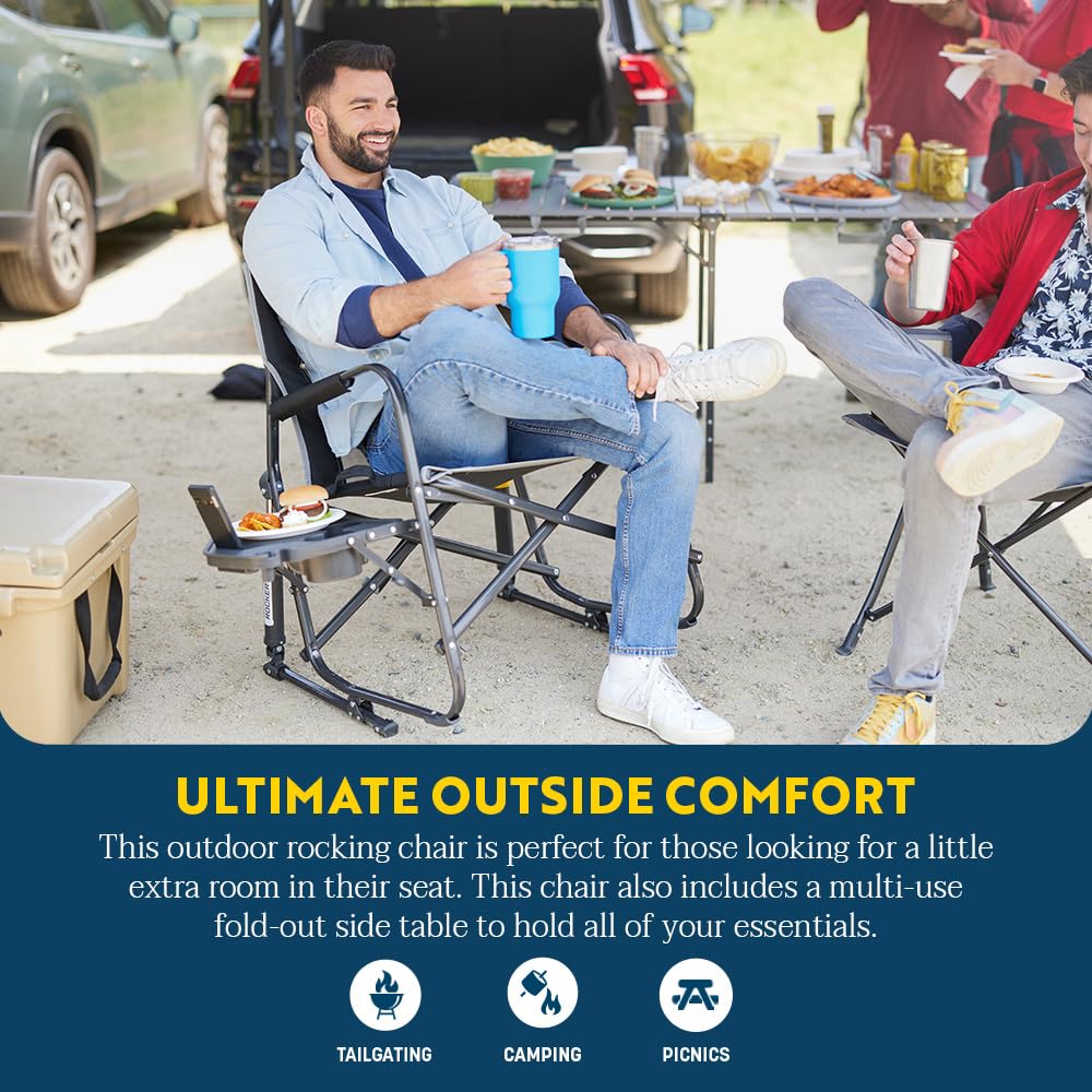 GCI Outdoor Freestyle Rocker XL rocking mechanism demonstrates smooth motion on any terrain