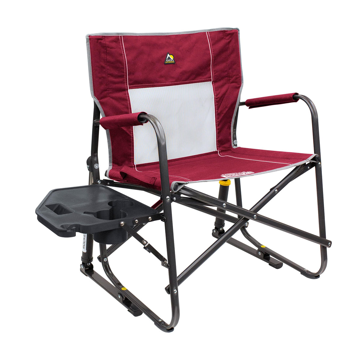 GCI Outdoor Freestyle Rocker XL with Side Table offers a convenient surface for drinks.