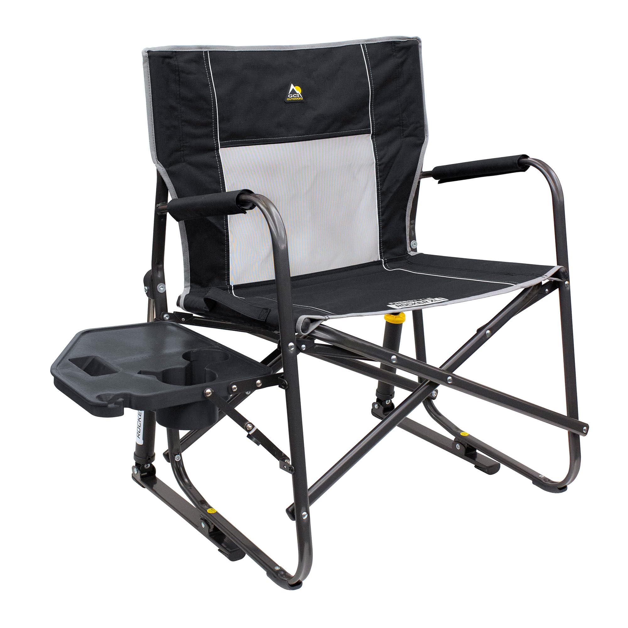GCI Outdoor Freestyle Rocker XL side-table view showing convenient surface for drinks
