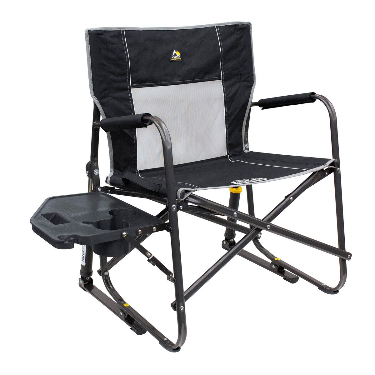 GCI Outdoor Freestyle Rocker XL side-table view showing convenient surface for drinks