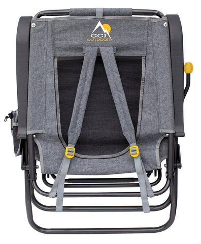 Legz Up Lounger shows breathable mesh backrest to keep you cool.