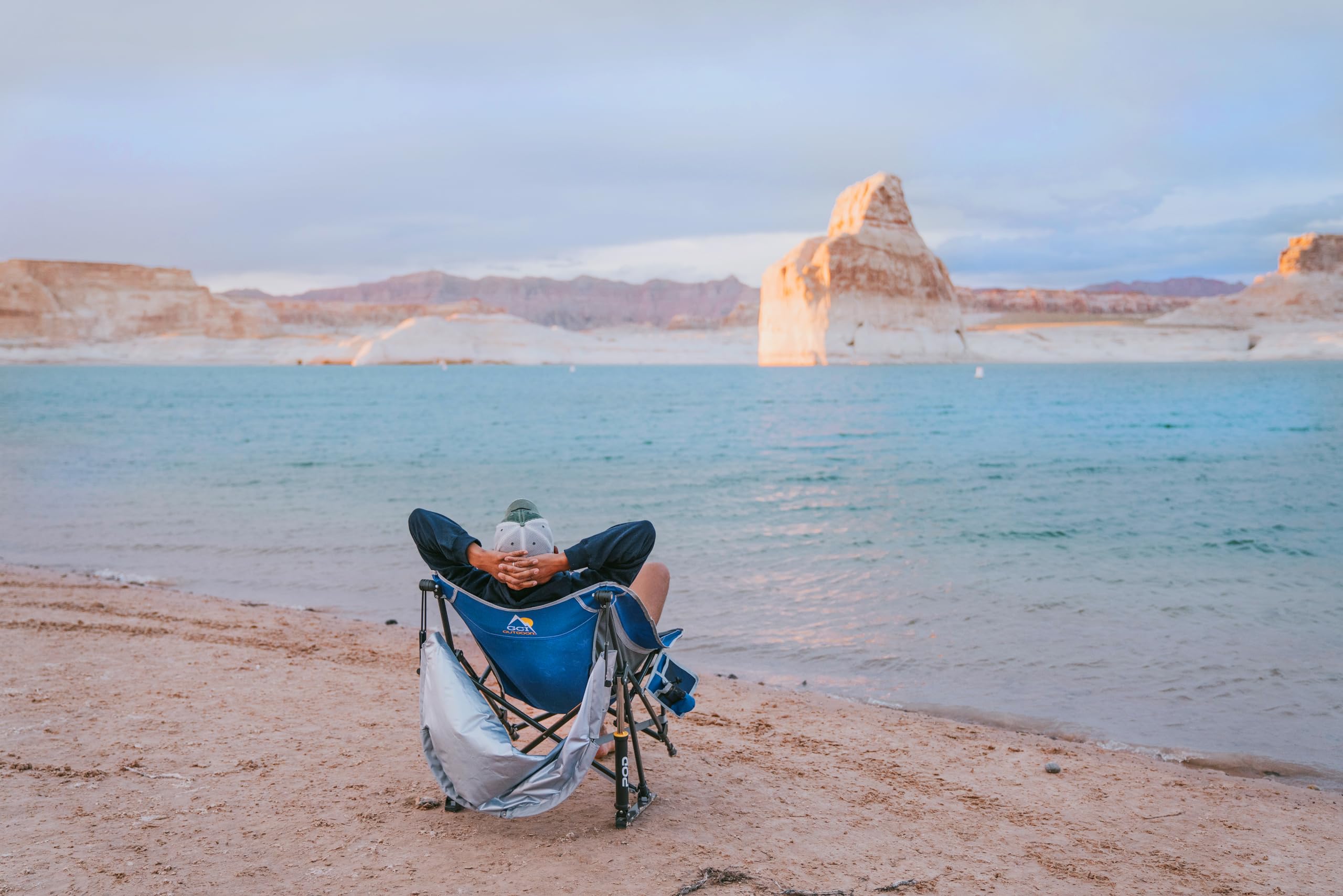 GCI Outdoor Pod Rocker folds compactly for car trips.