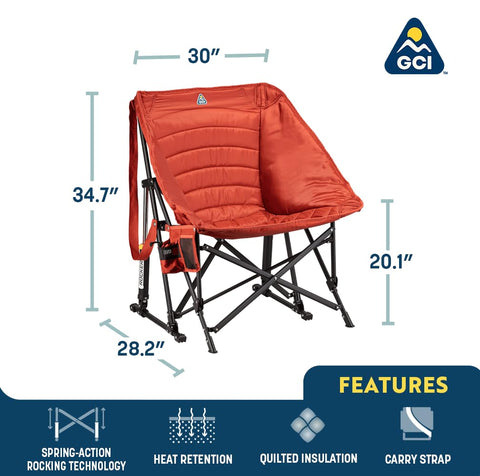 GCI Puff Rocker Amethyst folded for easy transport and compact storage.