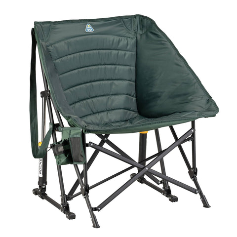 GCI Outdoor Puff Rocker Hunter front view showing padded arms for comfort