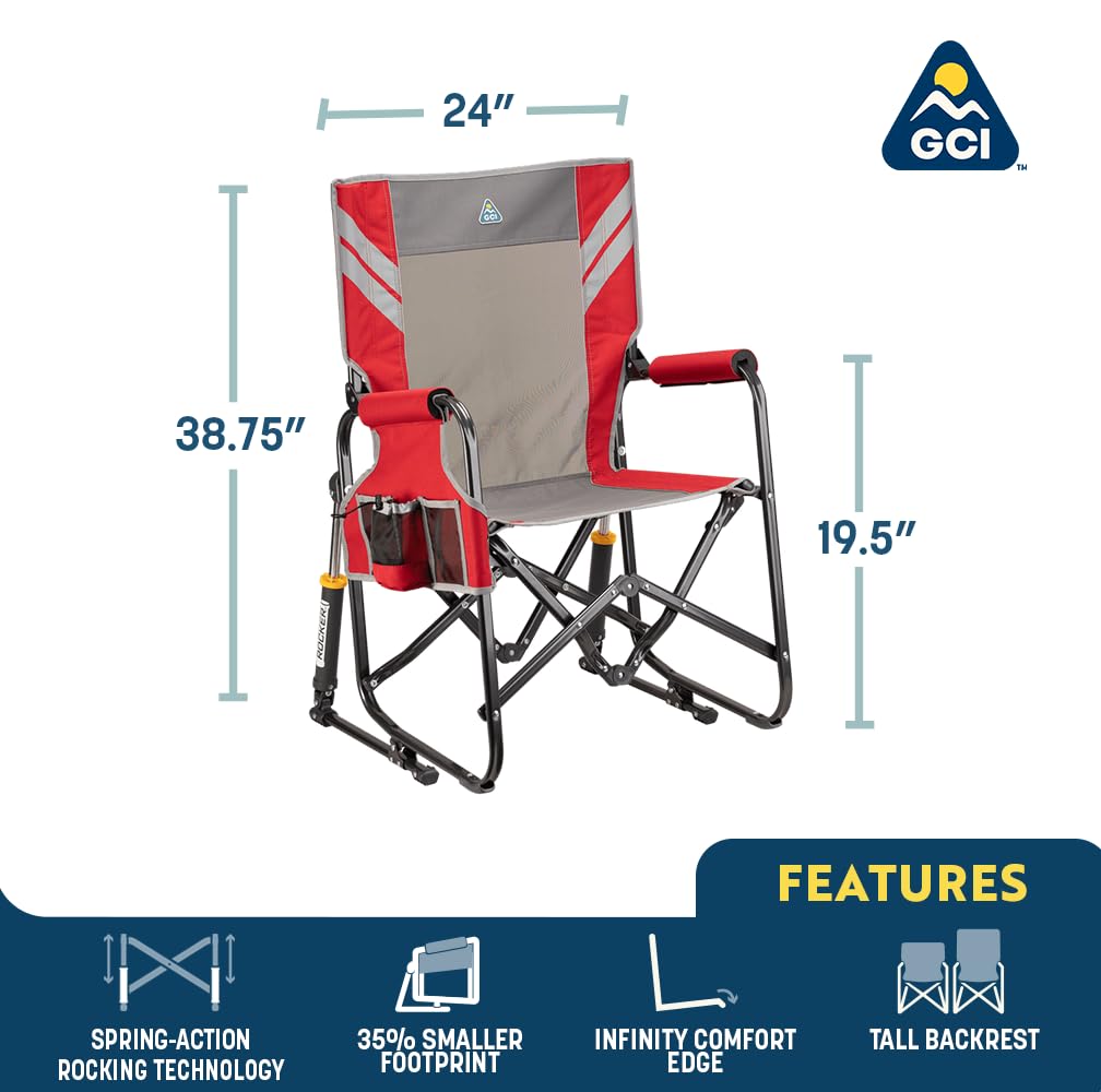 GCI Outdoor Stowaway Rocker rocking action on any surface for relaxation.