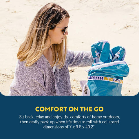 GCI Waterside Pod Rocker folds into a compact carry bag.