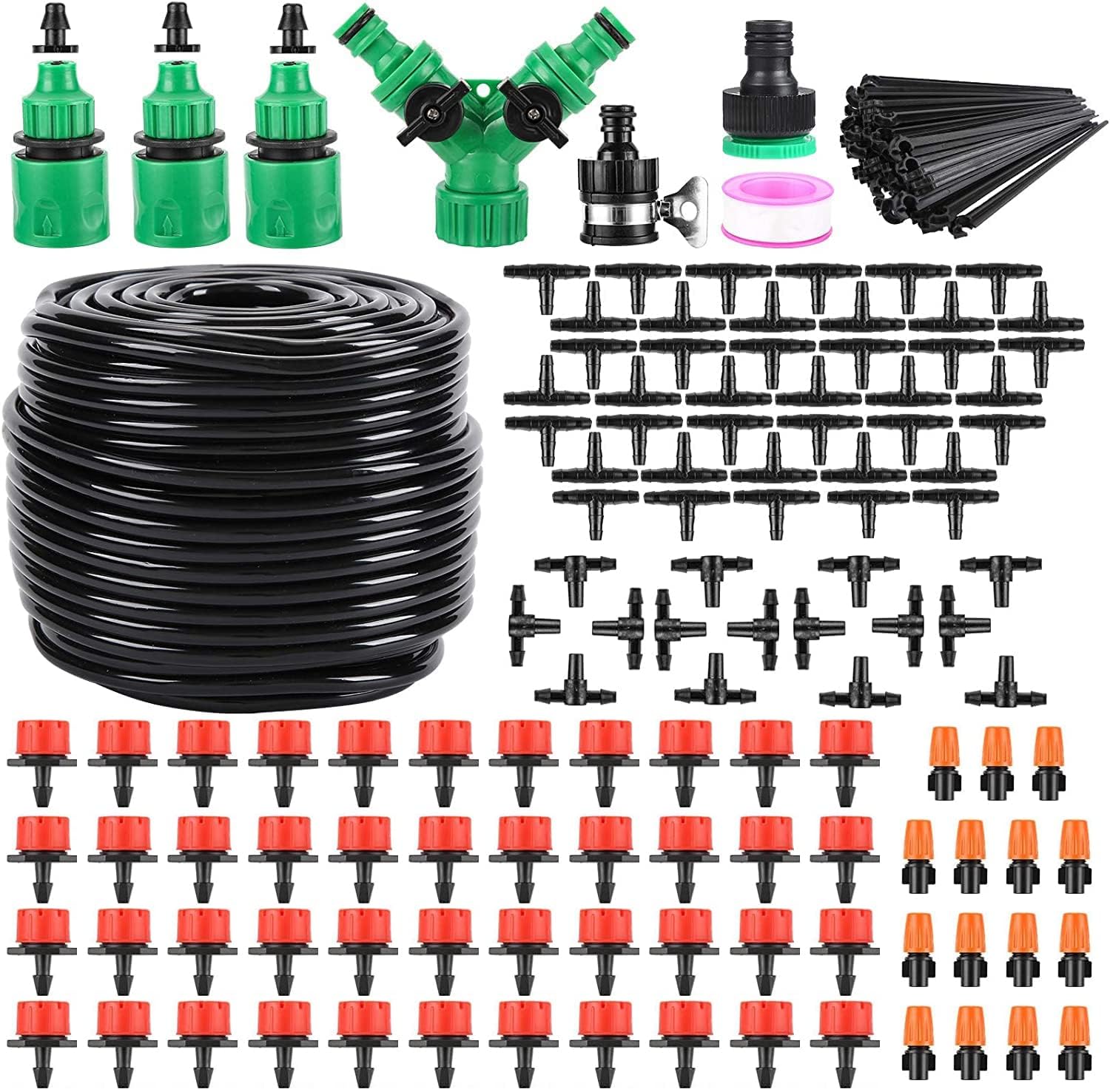 GCNBCNB drip irrigation main tube 164ft provides comprehensive garden coverage.