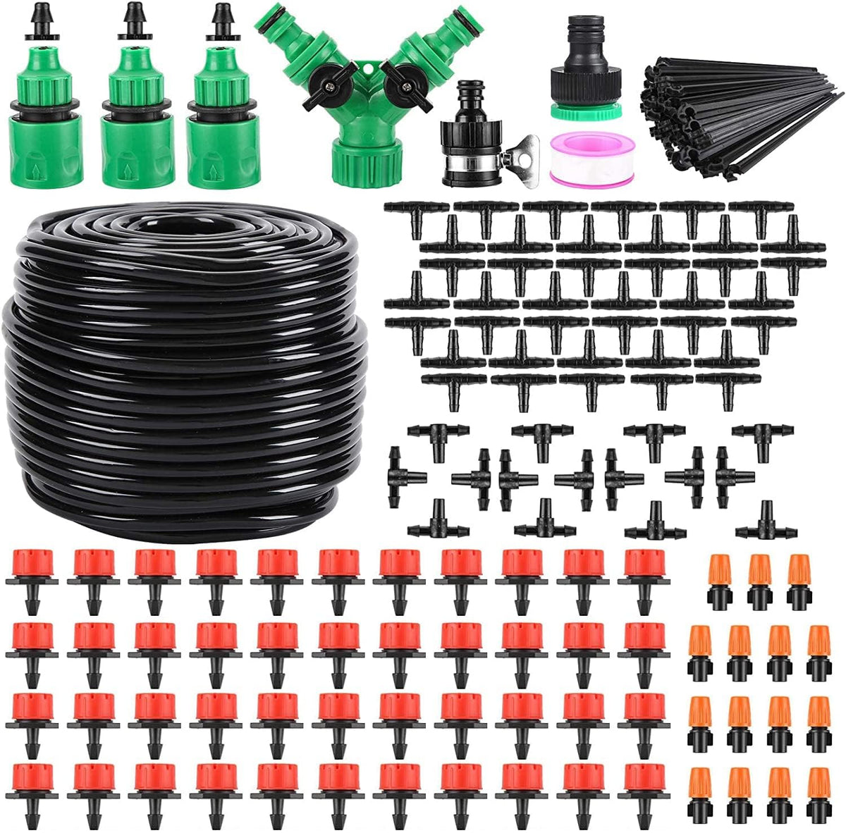 GCNBCNB drip irrigation main tube 164ft provides comprehensive garden coverage.
