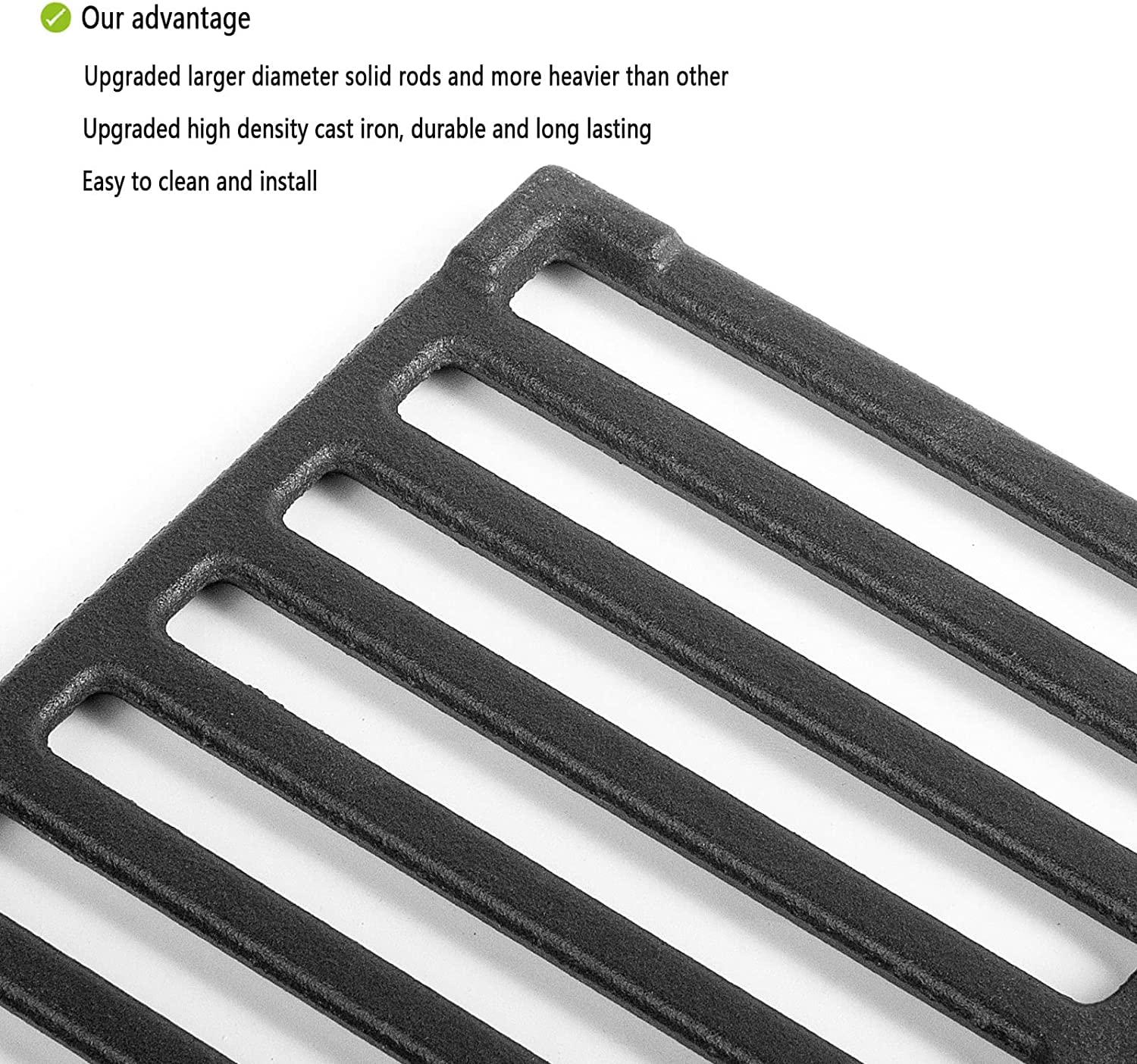 Gcostar 7637 front-control compatible grates fit Spirit models with front panels.