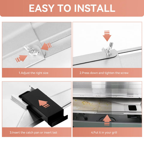 Adjustable grease tray extends from 23.6 to 31.6 inches for 3-5 burner grills