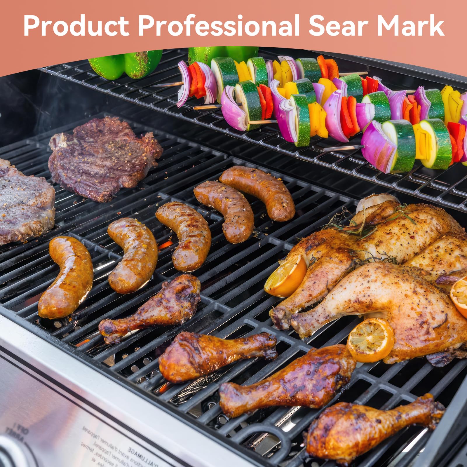 Gcostar durable cast iron grates close-up — rust-proof and heat-tolerant material.