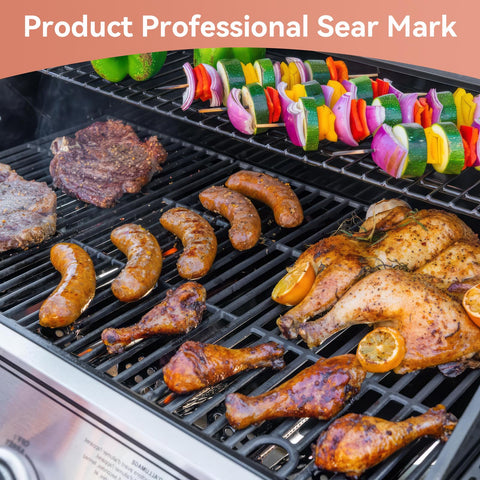 Gcostar durable cast iron grates close-up — rust-proof and heat-tolerant material.