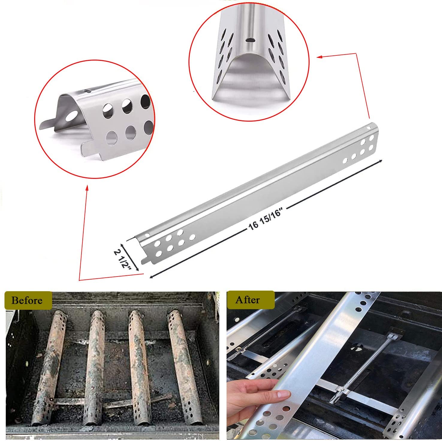 Gcostar crossover tube for Charbroil 6-burner ensures even gas flow.
