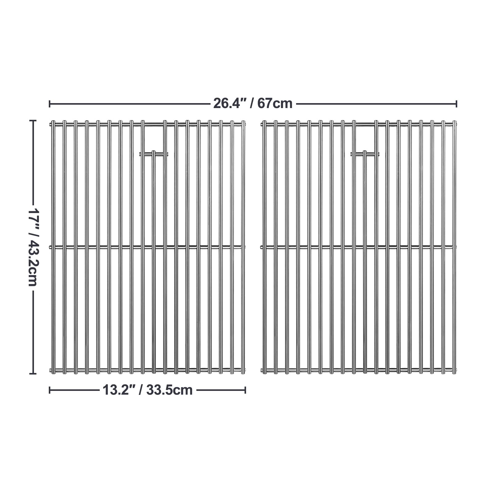 Gcostar close-up of heavy-duty 7 mm stainless steel bars for lasting heat distribution.