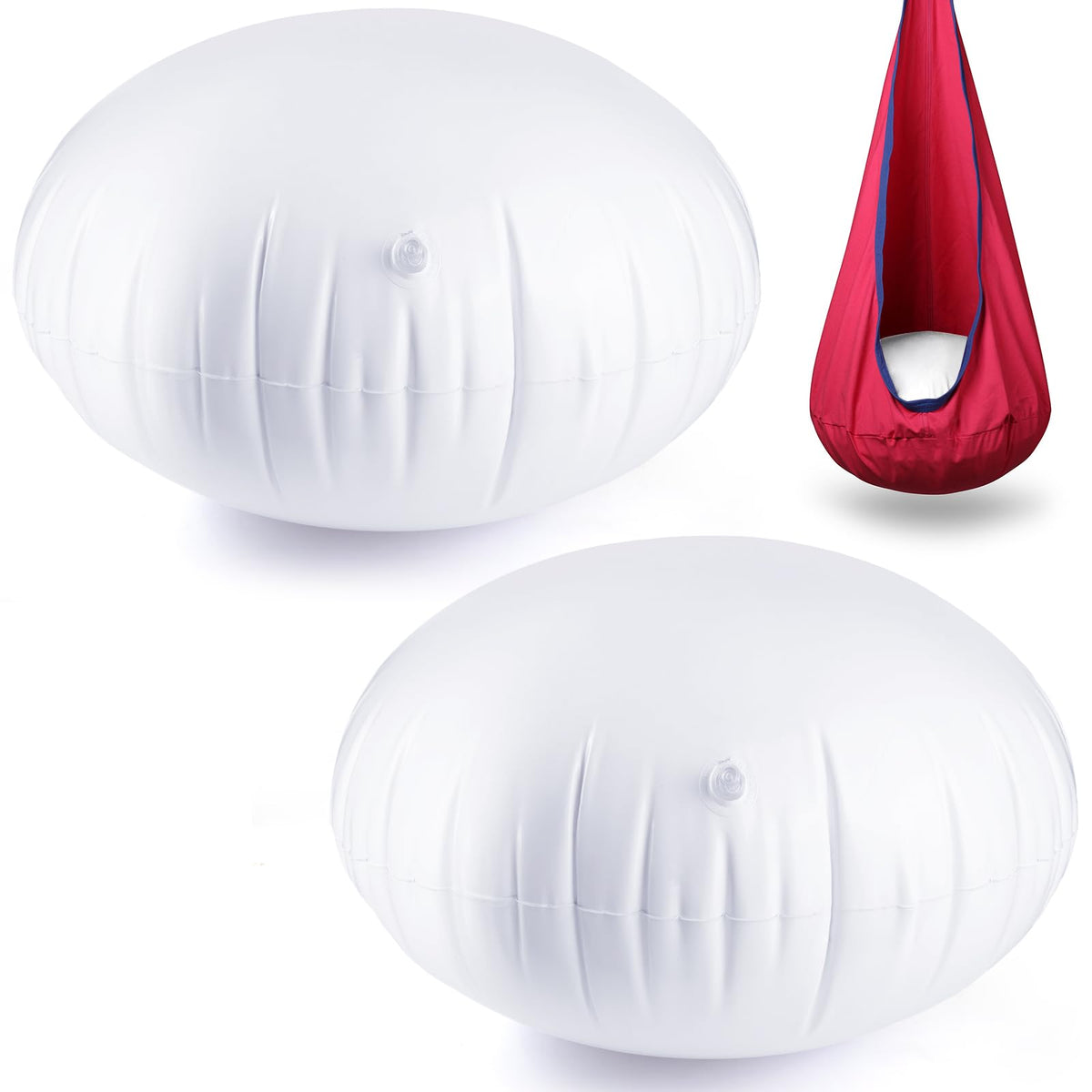GCTWFYK pod chair cushion in white, two-pack replacement for kids swings