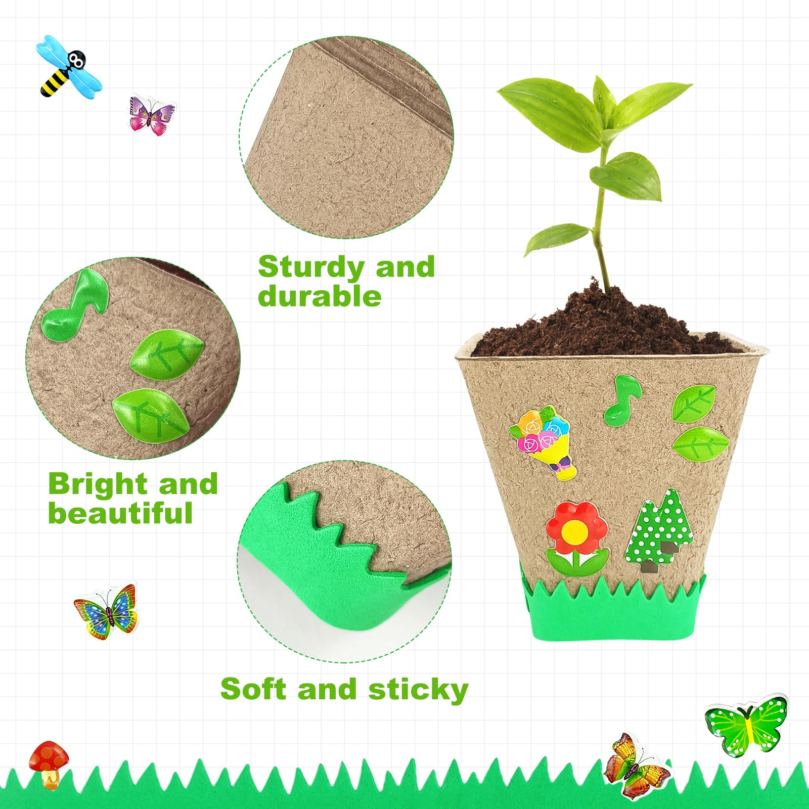 GCVOPTON adhesive foam stickers personalize pots with vibrant designs