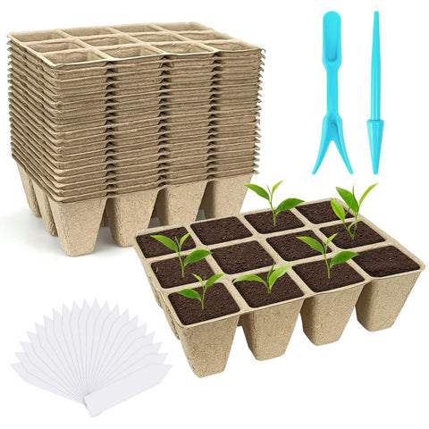 GCVOPTON peat pots in a seedling tray for organized germination.