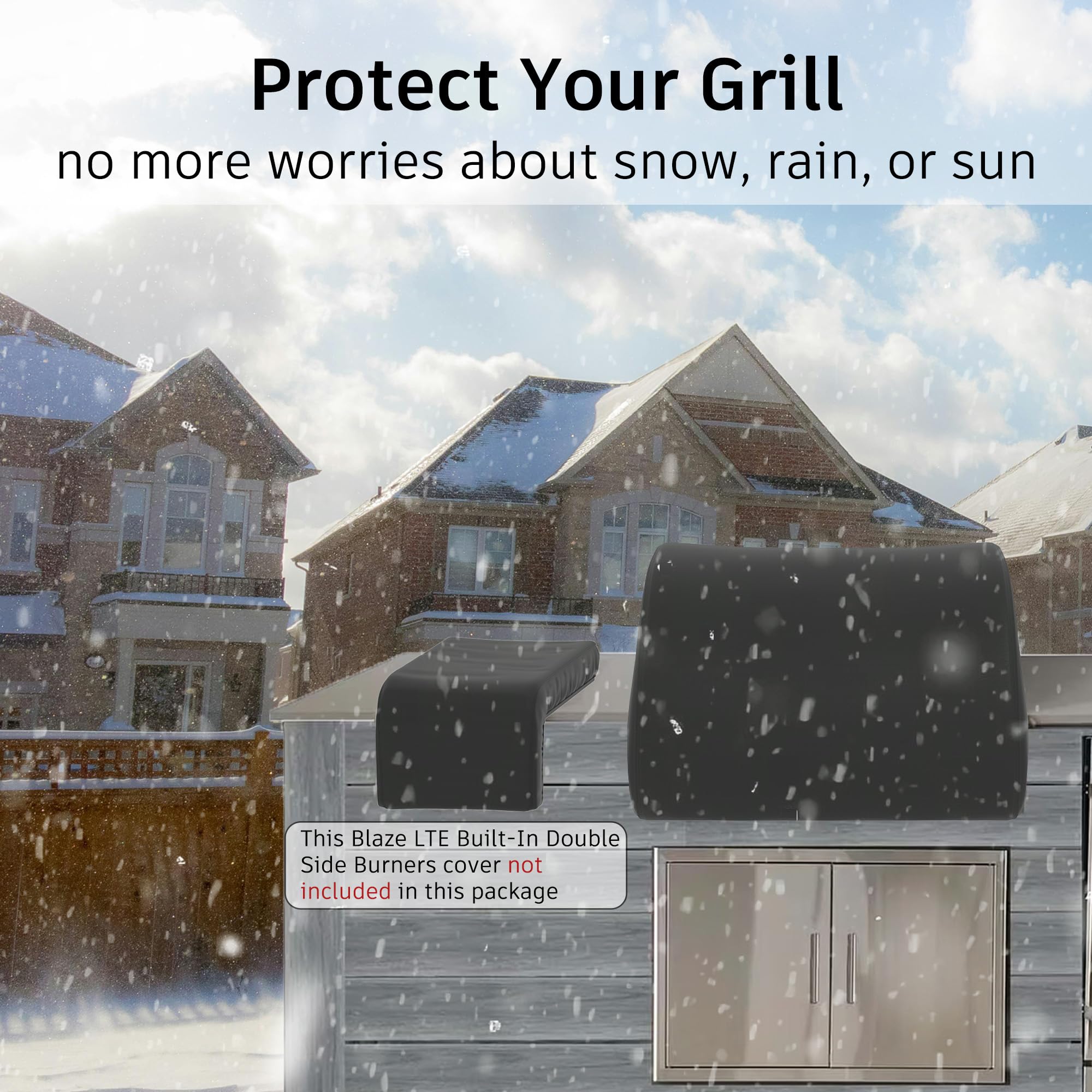 GDCERIX Blaze 32in grill cover dimensions label shows precise size