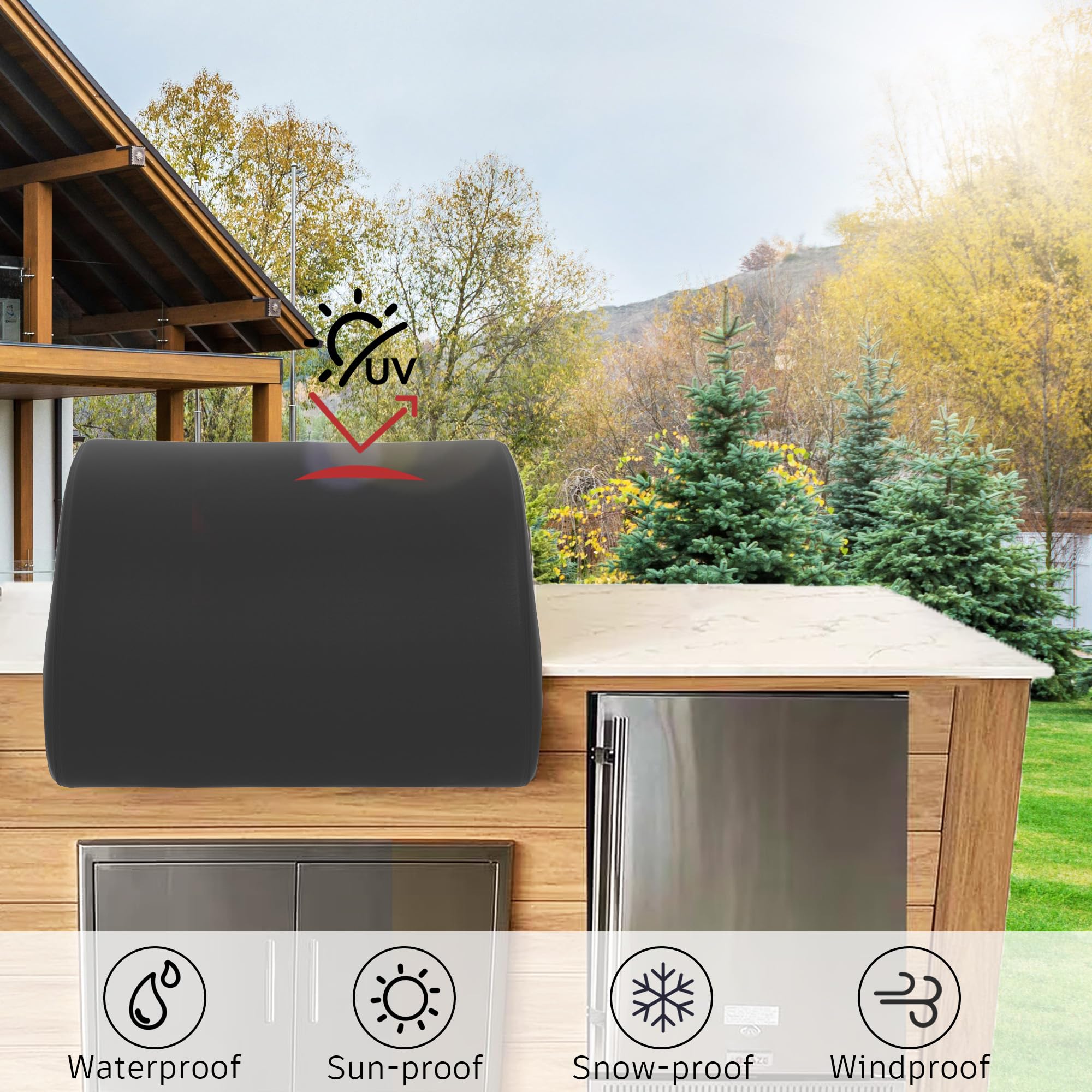 GDCERIX Blaze 32in grill cover elastic edge ensures a tight seal