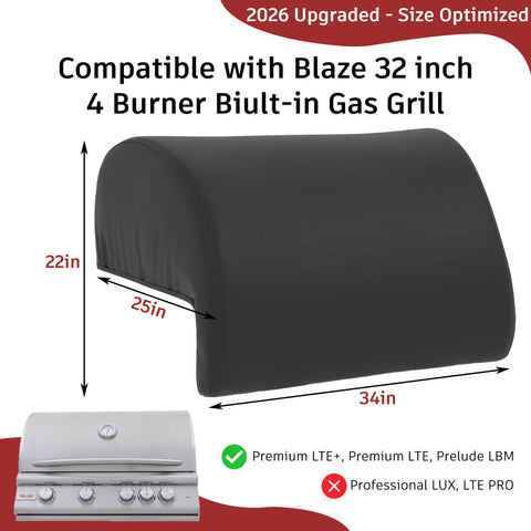 GDCERIX Blaze 32in grill cover side view showing snug fit against wind