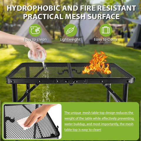 GDDGHS folding grill table aluminum construction conveys durability and weather resistance.