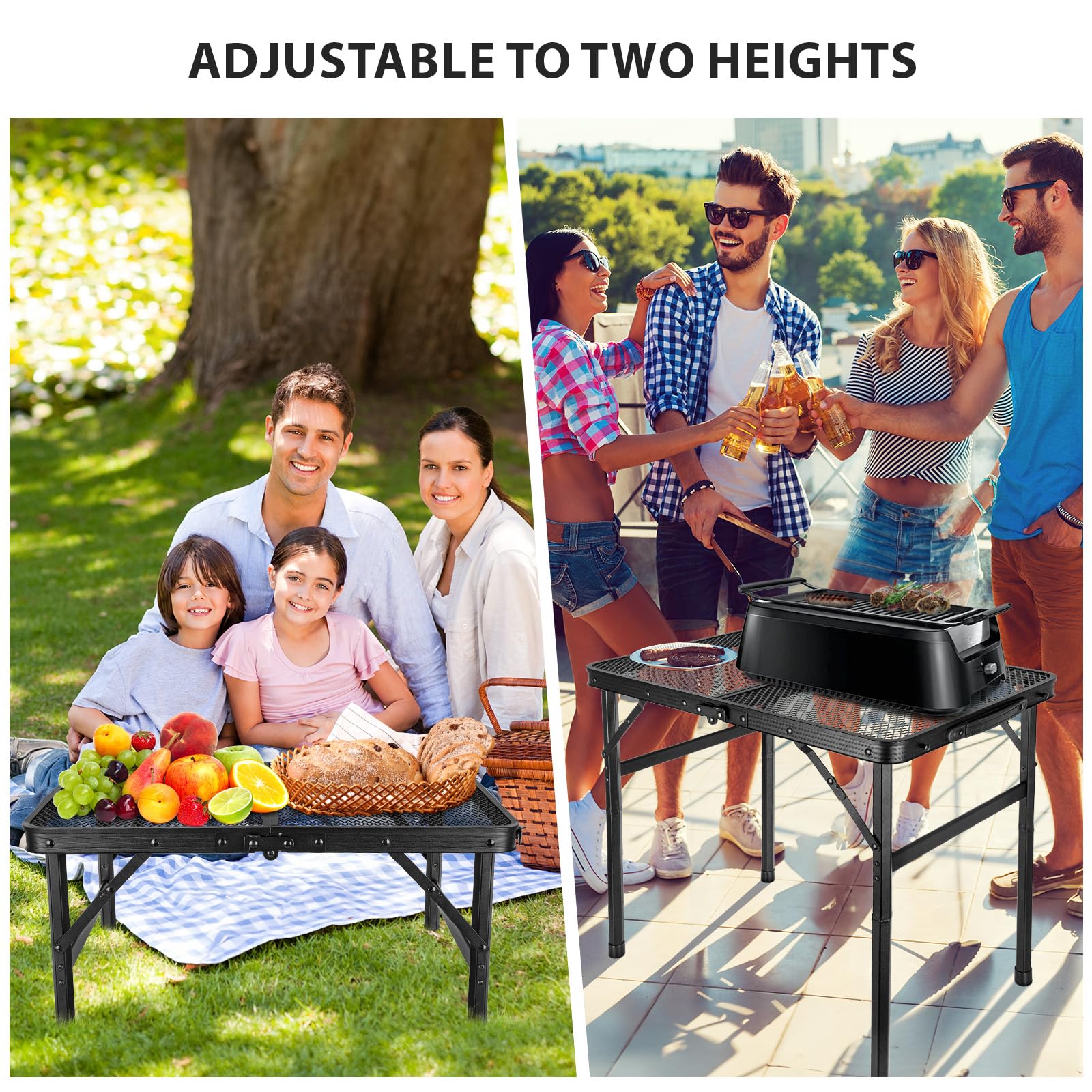 GDDGHS folding grill table extended work surface provides ample prep space.
